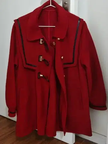 울 더플 코트 빨간색