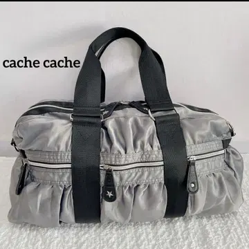 캐시캐시 실버 나일론 보스턴 백 별 스터드 테크