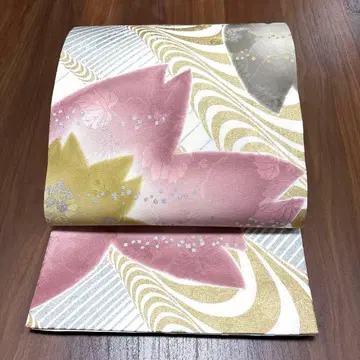 순수 실크 후쿠로 오비 [일기일회] [꽃] 단고 직물