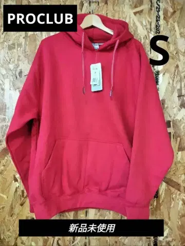미사용 새상품 프로 클럽 142 풀오버 후드티 S 레드