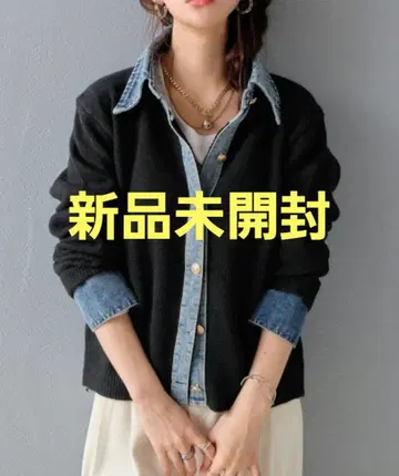 [ 미개봉 새상품 ] 이소재 절개 데님 도킹 니트 가디건