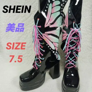 새상품급 SHEIN 쉬인 롱 부츠 나비 버터플라이 통굽 컬러풀