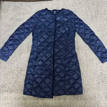 네이비 퀼팅 롱 다운 자켓