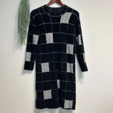 [ cawaii ] 체크 무늬 니트 롱 원피스