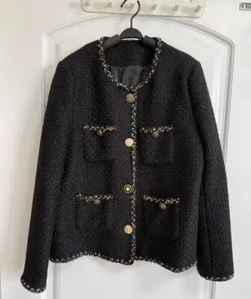 블랙 트위드 테일러드 자켓