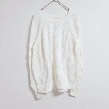 해시 애쉬 케이블 짜임 니트 여성용 M 긴팔 화이트