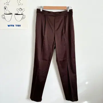 케이티 키요코 타카세 새틴 스트레이트 팬츠 광택감 고급 레이온