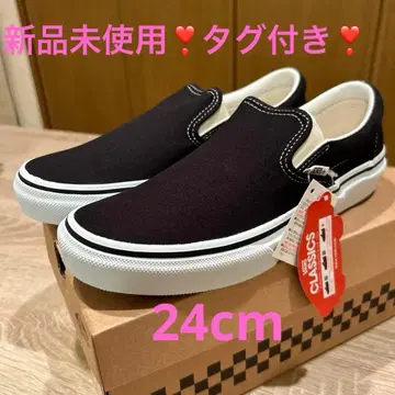 택 포함 미사용 새상품 VANS 슬립온, 블랙 24cm