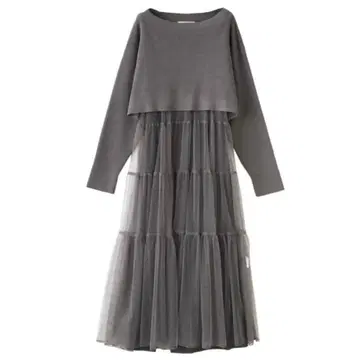 COCODEAL 니트 세트 튤 티어드 원피스