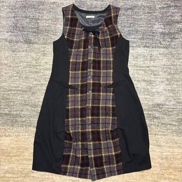 i+mu 체크 슬리브리스 원피스 40 울 마츠오 센소유니코