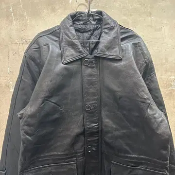 구제 의류 양가죽 가죽 자켓 하프 코트 블랙 L 천연 가죽