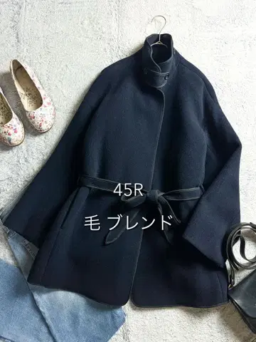 [ 45R ] 45rpm 플로트 융모 벨티드 숏코트 인디고 0