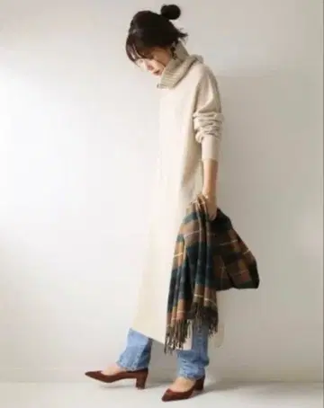 새상품급 Spick&Span 스픽 앤 스팬 터틀 원피스