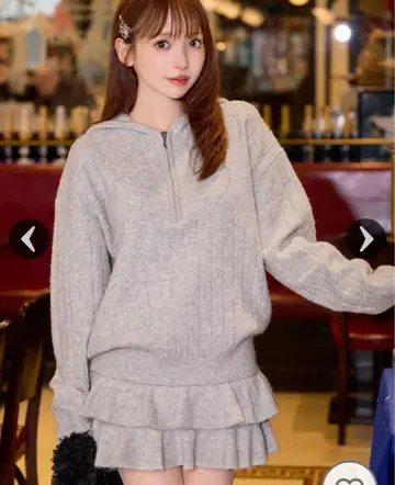 michellMacaron 하트 니트 셋업 그레이