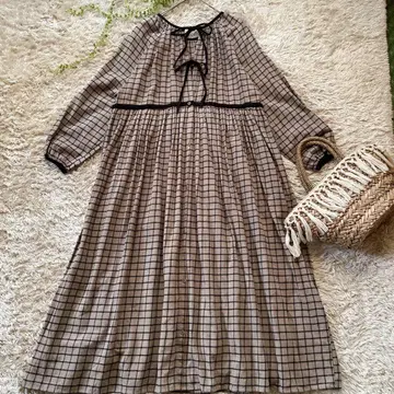 사만사 모스모스 sm2 파이핑 원피스 전후 착용 2way 체크 무늬