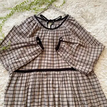 사만사 모스모스 sm2 파이핑 원피스 전후 착용 2way 체크 무늬