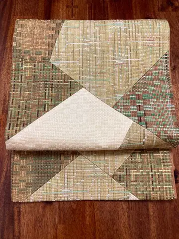 나고야 오비 옐로우 컬러 그린 패치워크