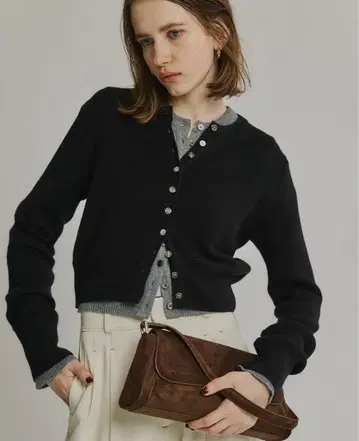 PUBLIC TOKYO 코튼 캐시미어 크루 가디건