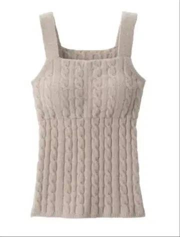 무인양품 코튼 혼방 복슬복슬 니트 브라 탱크탑 케이블 무늬 M