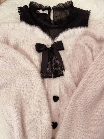 LIZLISA 레이어드 스타일 어깨 트임 니트 핑크