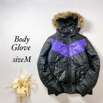 바디그로브 패딩 자켓 나일론 퍼 포함 [ M ] 자수 로고 꽃무늬 블랙