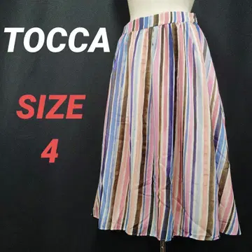 TOCCA 토카 플레어 스커트 스트라이프 개더 멀티 컬러