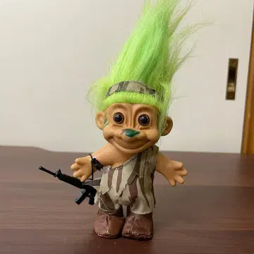카11214 트롤 인형 녹색 그린 입상 인형 완구 레트로