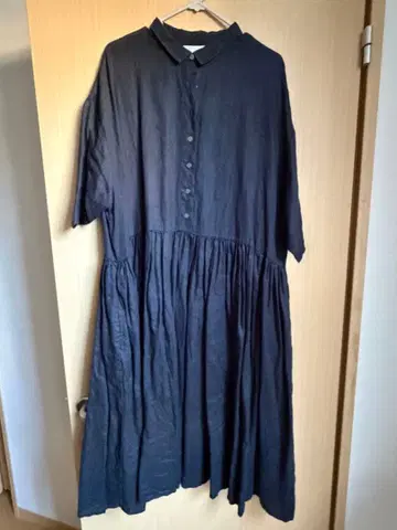 린넨 개더 셔츠 원피스 natural by clip