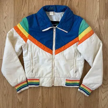 80s 다운 자켓 빈티지 나일론 자켓 컬러풀 레인보우