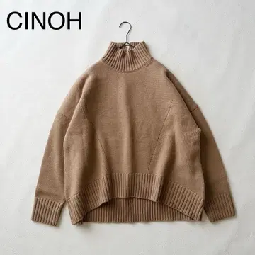 새상품급 치노 울 오버 사이즈 하이넥 니트 울 100% 베이지 M