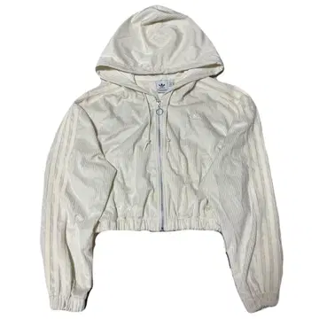 adidas 코듀로이 크롭 후드티 후드 부착 화이트