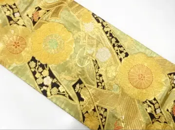 성인식 후리소데용 후쿠로 오비 묶은 노시와 국화 꽃 무늬 직조