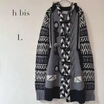 [ h bis ] 니트 가디건 L 북유럽 스타일 입체 자수 플라워