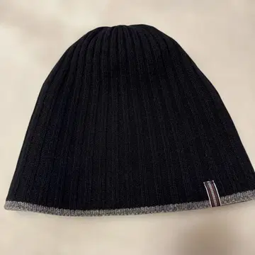 LLBean 울 100% 리브 니트 모자 블랙