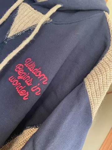 CUBE SUGAR 니트 배색 후드티