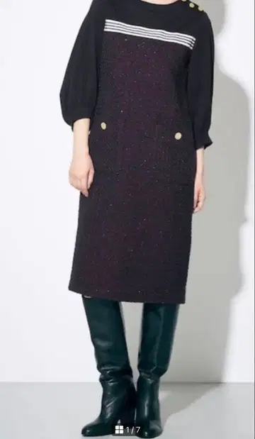 그레이스 클래스 저리 절개 트위드 원피스 36 그레이스 콘티넨탈