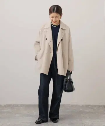 택 포함 새상품 IENA 슈퍼 160 더블 페이스 숏코트 36 베이지