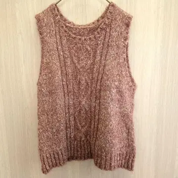 여성용 니트 베스트 스웨터 슬리브리스 모혼방 핑크 XL