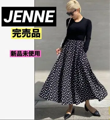 JENNE 하트 무늬 플레어 스커트 XS