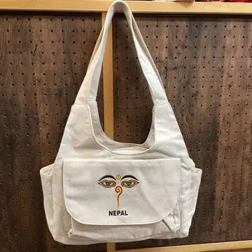 New year discount 화이트 캔버스 숄더백 NEPAL