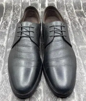 블랙 가죽 드레스 슈즈 크로커다일풍