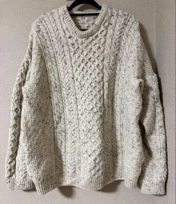 빈티지 아일랜드제 메리노울 100% 케이블 니트
