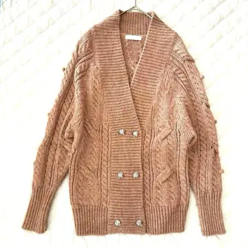 [ JEANASIS ] 알파카 혼방 케이블 짜임 더블 버튼 가디건