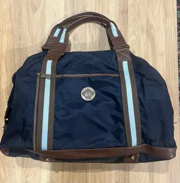 네이비 나일론 가죽 토트백