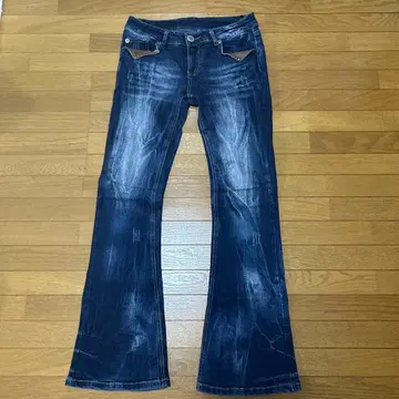 다크 블루 플레어 팬츠 자수