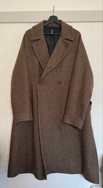 hevo 브라운 더블 브레스트 롱 코트