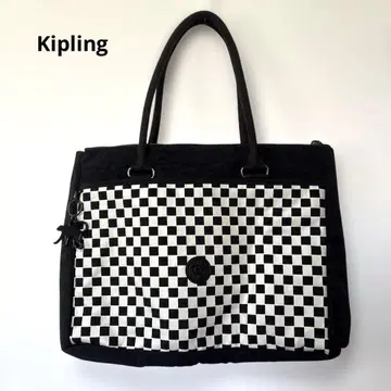 Kipling 체크 무늬 토트백