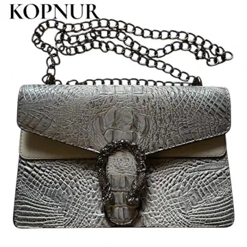 [ 새상품급 ] KOPNUR 실버 크로커다일 패턴 숄더백