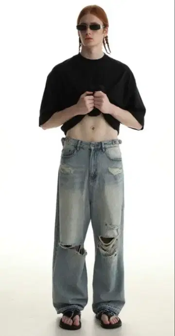 MASONPRINCE 데미지 가공 데님 팬츠