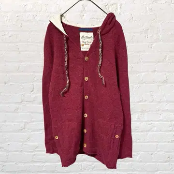 12023 CHARLA FOR LDS 후드 가디건 울 혼방 빨간색 M